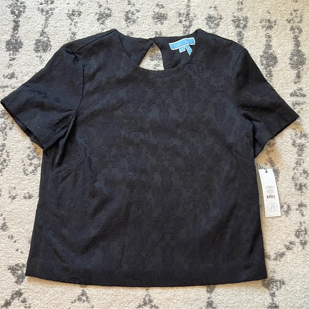 Draper James NWT Jacquard Black Blouse
